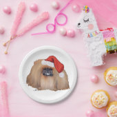 Kerstman Pekingees Papieren Bordje (Feest)