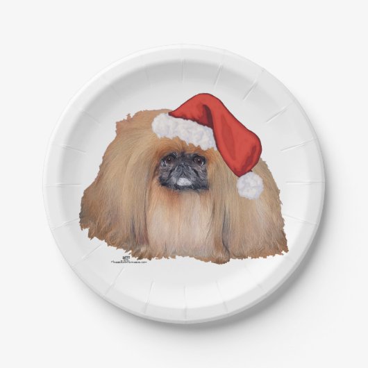 Kerstman Pekingees Papieren Bordje (Voorkant)