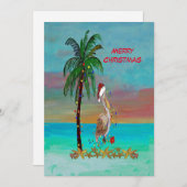 Kerstman pelikaan Flat kerstkaart kunst (Voorkant / Achterkant)