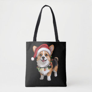 Kerstman Pembroke Welsh Corgi Kerstboom Lichtjes  Tote Bag