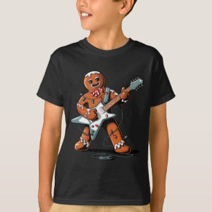 Kerstman Peperkoek Gitaar Spelend Grappige Kerst P T-shirt