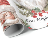 Kerstman Personaliseer Naam Kerst Grootschalige Cadeaupapier (Rol Hoek)