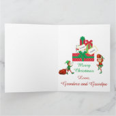 Kerstman personaliseert kerst voor kleinkind kaart (Binnen)