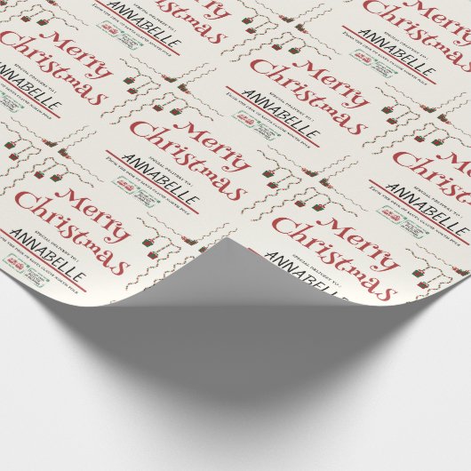 Kerstman Persoonlijke naam kinderen 1 Inpakpapier (Hoek)