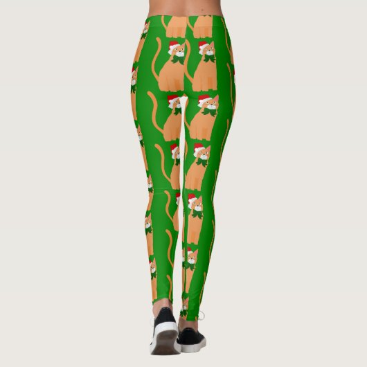 kerstman pet oranje kat leggings (Achterkant)