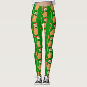 kerstman pet oranje kat leggings