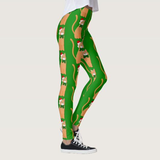 kerstman pet oranje kat leggings (Rechts)