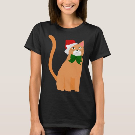 kerstman pet oranje kat t-shirt (Voorkant)