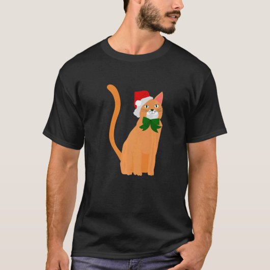 kerstman pet oranje kat t-shirt (Voorkant)