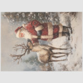 Kerstman Petting Een Rendier Decoupage Tissuepapier (Voorkant)