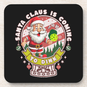 Kerstman Pickleball Kerstmis, Grappige Kerstman Bier Onderzetter