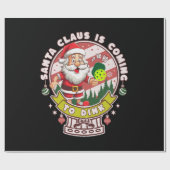 Kerstman Pickleball Kerstmis, Grappige Kerstman Cadeaupapier (Vlak)