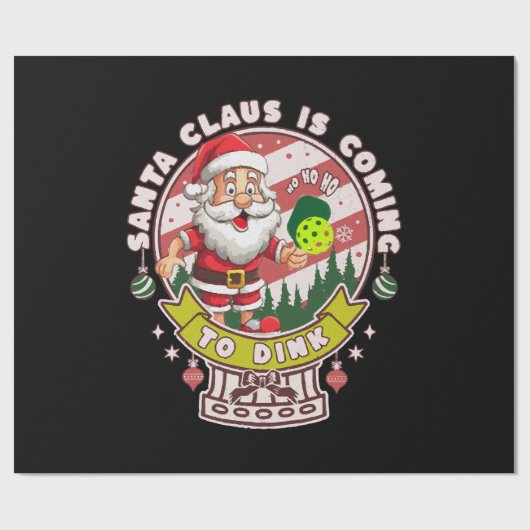 Kerstman Pickleball Kerstmis, Grappige Kerstman Cadeaupapier (Vlak)
