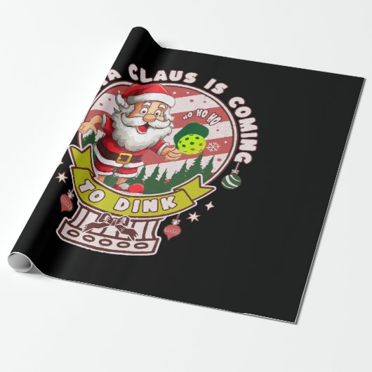 Kerstman Pickleball Kerstmis, Grappige Kerstman Cadeaupapier (Uitgerold)