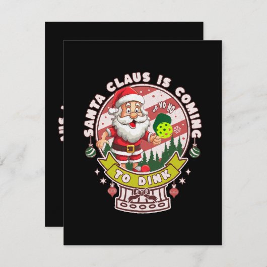 Kerstman Pickleball Kerstmis, Grappige Kerstman Informatiekaartje (Voorkant / Achterkant)