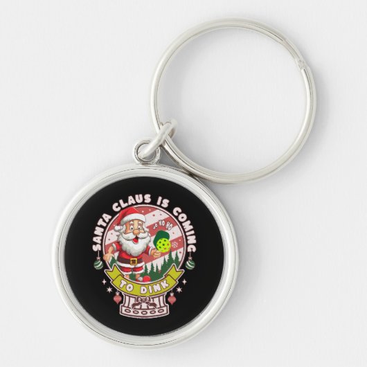 Kerstman Pickleball Kerstmis, Grappige Kerstman Sleutelhanger (Voorkant)