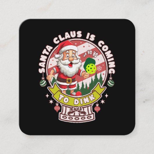 Kerstman Pickleball Kerstmis, Grappige Kerstman Vierkante Visitekaartje (Voorkant)