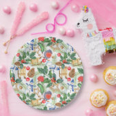 kerstman, pijnbomen, Holly, Sled, Star Papieren Bordje (Feest)