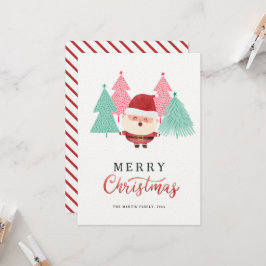 Kerstman Pijnboom Kerstvakantie Kaart