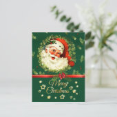  Kerstman, pijnboomkrans, Holly Christmas Feestdagenkaart (Staand voorkant)