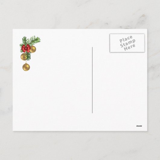  Kerstman, pijnboomkrans, Holly Christmas Feestdagenkaart (Achterkant)