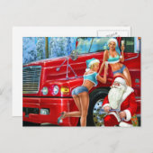 Kerstman & Pin-Ups kerst Briefkaart (Voorkant / Achterkant)