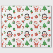 Kerstman, Pinguïn en Decoraties Cadeaupapier (Vlak)