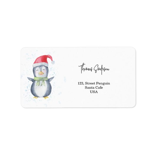 Kerstman Pinguïn Etiket (Voorkant)