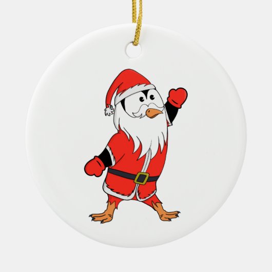 Kerstman Pinguïn Klaar voor Kerstmis Keramisch Ornament (Voorkant)