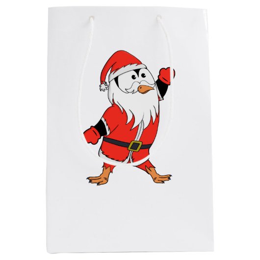 Kerstman Pinguïn Klaar voor Kerstmis Medium Cadeauzakje (Voorkant)