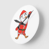 Kerstman Pinguïn Klaar voor Kerstmis Ronde Klok (Hoek)