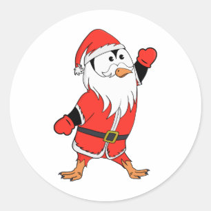 Kerstman Pinguïn Klaar voor Kerstmis Ronde Sticker