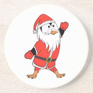 Kerstman Pinguïn Klaar voor Kerstmis Zandsteen Onderzetter