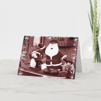 Kerstman & pinguïnvriend zwaaien feestdagen kaart