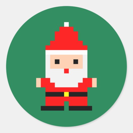 Kerstman Pixel Art 1 Ronde Sticker (Voorkant)