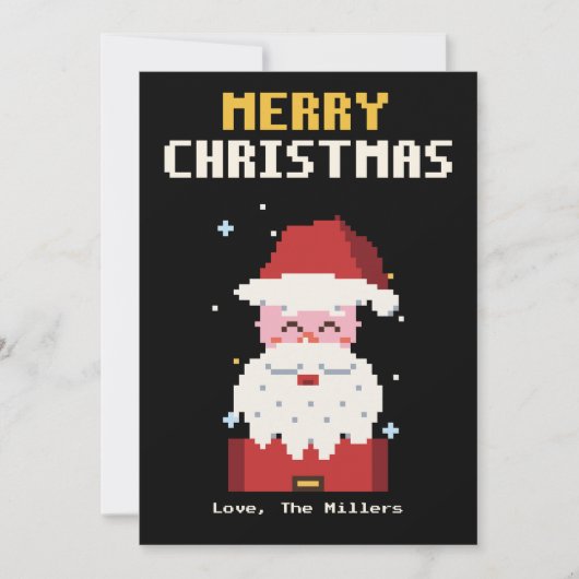 Kerstman Pixel Art Kerstkaart (Voorkant)
