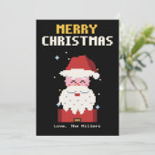 Kerstman Pixel Art Kerstkaart (Staand voorkant)