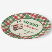 Kerstman Plaid Geruit Party Papieren Borden Papieren Bordje (Gekanteld)