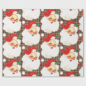 Kerstman Plaid Kerstfeest Cadeaupapier (Vlak)