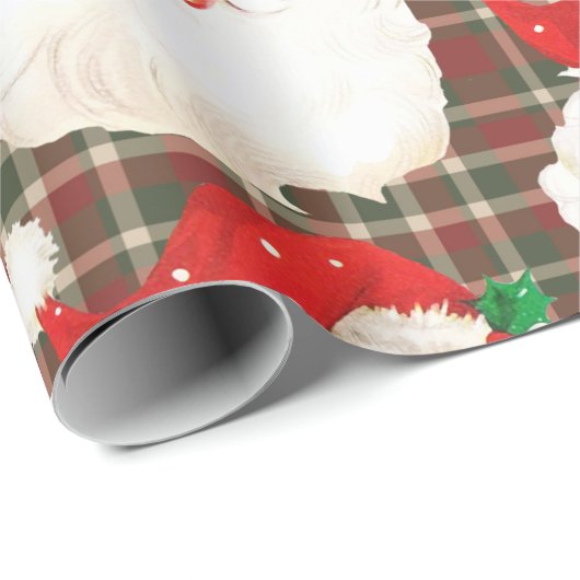  Kerstman Plaid Kerstfeest Cadeaupapier (Rol Hoek)
