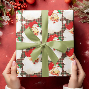 Kerstman Plaid Kerstfeest Cadeaupapier