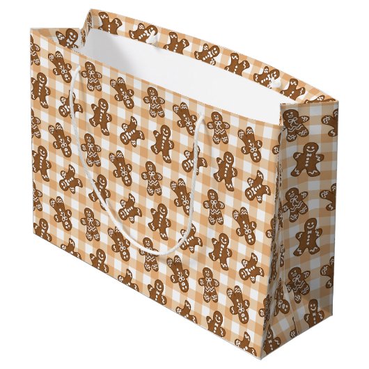Kerstman Plaid Patroon Groot Cadeauzakje (Achterkant Gekanteld)