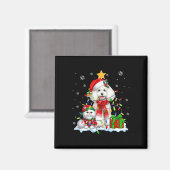 Kerstman Poedel met Elf Kat Kerstverlichting Eigen Magneet (Voorkant / Achterkant)