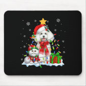 Kerstman Poedel met Elf Kat Kerstverlichting Eigen Muismat (Voorkant)