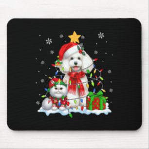 Kerstman Poedel met Elf Kat Kerstverlichting Eigen Muismat