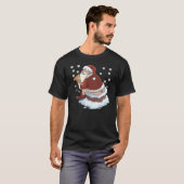 Kerstman poepen neer de schoorsteen lelijk grappig t-shirt (Voorkant volledig)