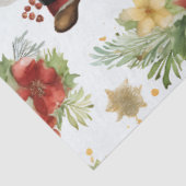 Kerstman Poinsetas Bloemen Kerstmis Tissuepapier (Detail)