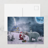 Kerstman, polair beer, slee, rendier, kerst feestdagenkaart (Voorkant / Achterkant)