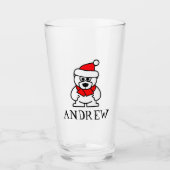 Kerstman polar beer Kerst cartoon op maat Glas (Voorkant)