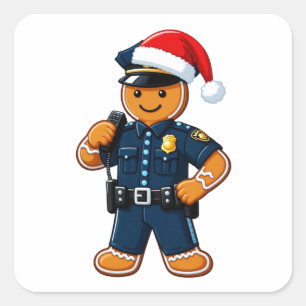 Kerstman Politieagent Kerstmis 2026 Vakantie Vierkante Sticker